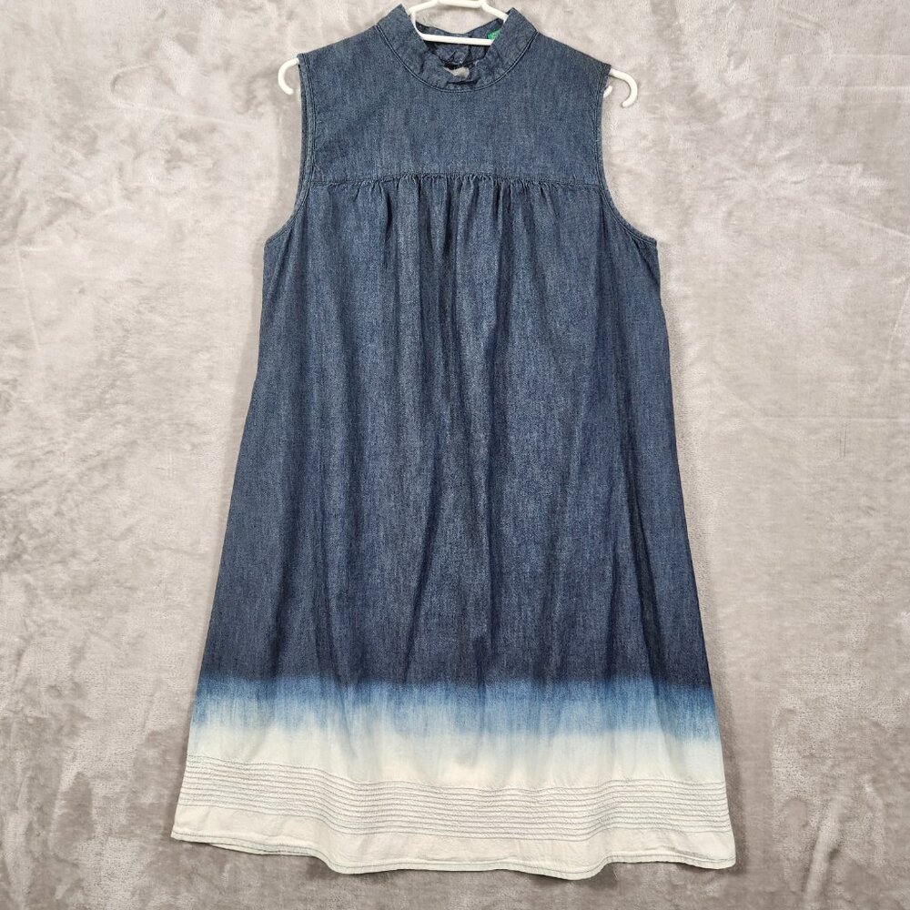 United Colors of Benetton Denim Mini Dress Blue Womens M Ombre Summer Y2K